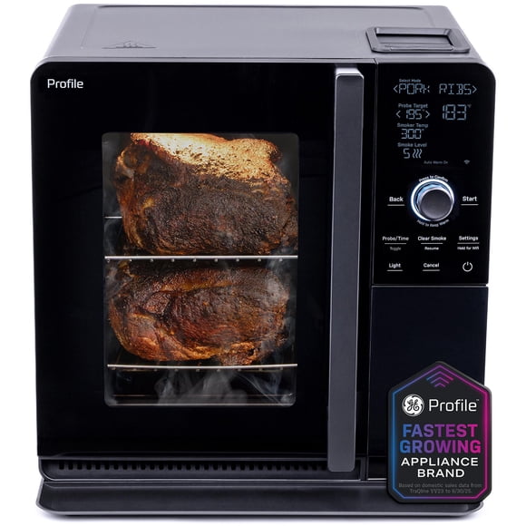 GE Profile™ Smart Indoor Pellet Smoker, with Active Smoke Filtration, 5 Smoke Control Settings, Electric, Countertop BBQ Appliance