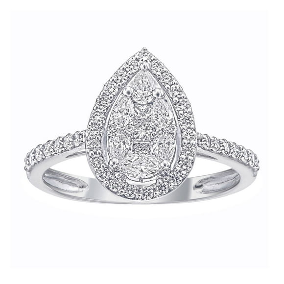 0.70 CT. T.W. Pear Shaped Diamond Halo Ring in 14K Gold