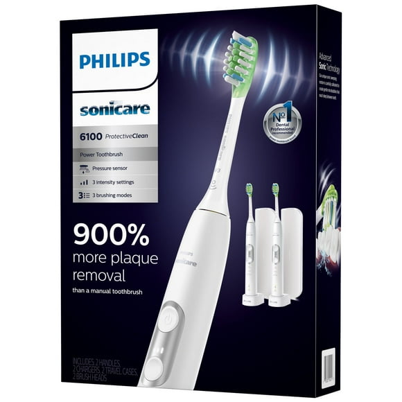 Philips Sonicare 6100 ProtectiveClean Power Toothbrush, 2 pk., Choose Color