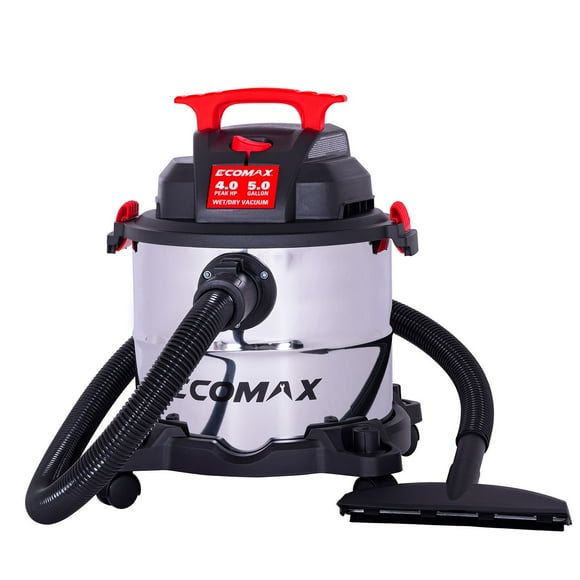Ecomax 5 Gal. 4.0 HP Stainless Steel Wet/Dry Vacuum with Hose and Accessories