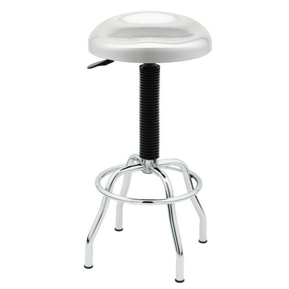 Seville Classic Contoured Stainless Steel Seat Pneumatic Adjustable Work Stool, 19" W x 25.5" to 30.25" H