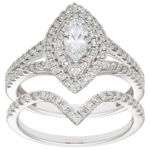 1.00 CT. T.W. Marquise Diamond Engagement Ring and Band in 14K Gold