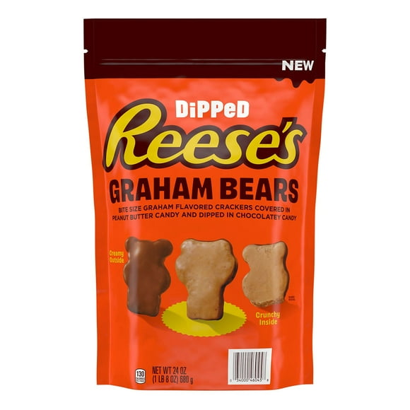 REESE'S Chocolate Peanut Butter Candy Dipped Graham Bears, 24 oz.