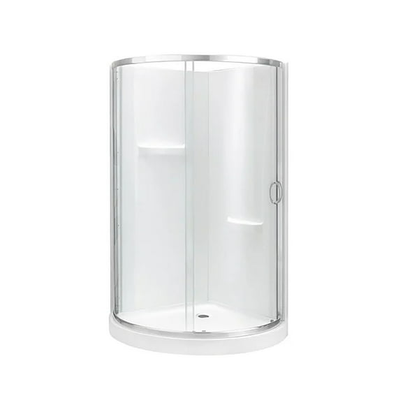 Breeze 36” x 36” x 77” Corner Shower Kit with Clear Glass, Walls, Base and Hardware