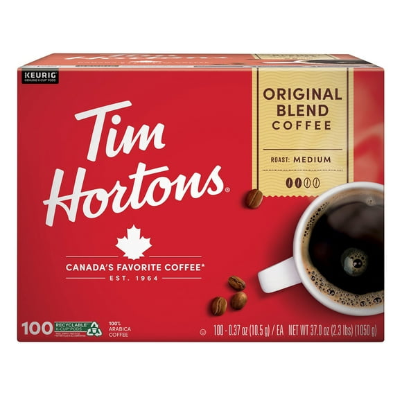 Tim Hortons Premium Medium Roast K-Cup Coffee Pods, Original Blend, 100 ct.
