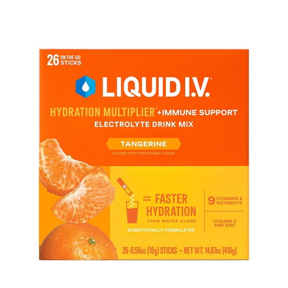 Liquid I.V. Hydration Multiplier Electrolyte Powder Immune Support, Tangerine, 26 pk.