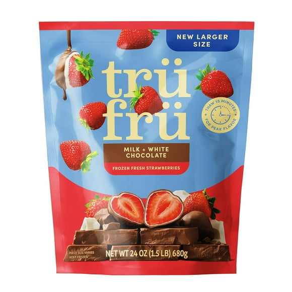 Tru Fru Strawberries in White & Milk Chocolate, Frozen, 24 oz.