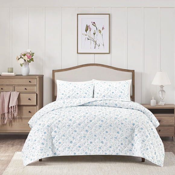 Laura Ashley 3-Piece Reversible Soft Quilt Set, Assorted Sizes