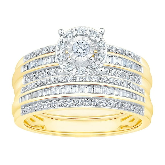 0.65 CT. T.W. Round Cut Halo Diamond Ring & Band Set in 14K Gold