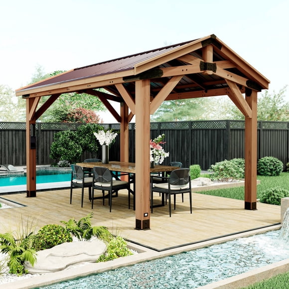 Backyard Discovery Norwood Cedar Gazebo with PowerPort, Choose Size