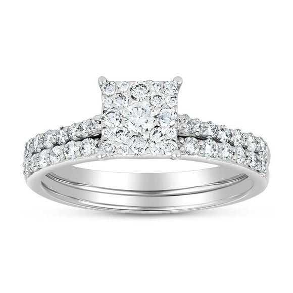 0.75 CT. T.W. Round Cut Cluster Diamond Ring & Band Set in 14K Gold