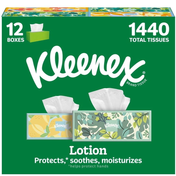 Kleenex Lotion Facial Tissues 12 boxes, 120 tissues/box