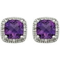 thumbnail image 2 of Cushion Cut Gemstone and 0.15 CT. T.W. Halo Diamond Stud Earrings in 14K Gold, 2 of 3