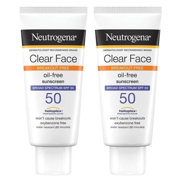 Neutrogena Clear Face Sunscreen Lotion, SPF 50, 2 pk.