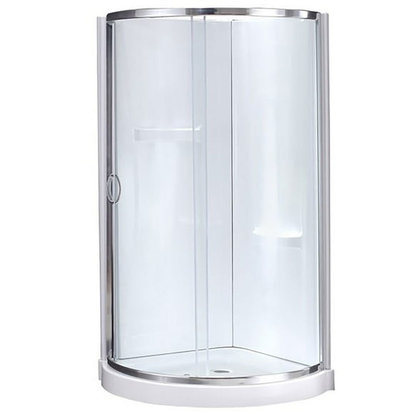 Breeze 38” x 38” x 77” Corner Shower Kit with Clear Glass, Walls, Base and Hardware