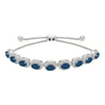 thumbnail image 1 of Oval Cut Gemstone Halo Bolo Bracelet in Sterling Silver, 1 of 5