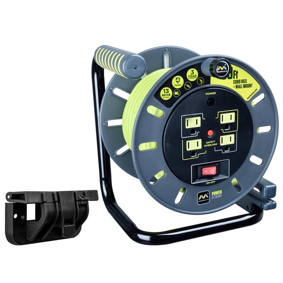 Masterplug Extension Cord Reel (50 ft.) with Wall Mount