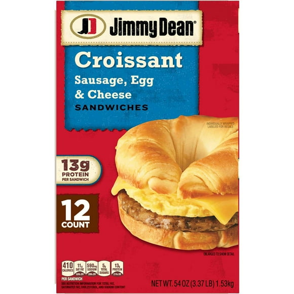 Jimmy Dean Sausage, Egg, and Cheese Croissant Sandwiches, Frozen, 12ct.