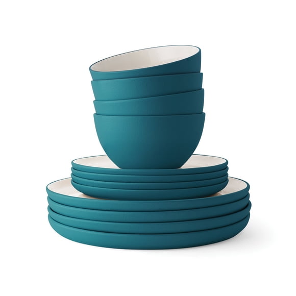 Member's Mark 12-Pieces Stoneware Two-Tone Dinnerware Set