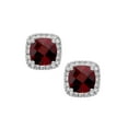 thumbnail image 2 of Cushion Cut Gemstone and 0.15 CT. T.W. Halo Diamond Stud Earrings in 14K Gold, 2 of 5