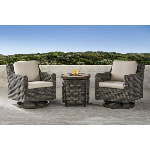 Member's Mark Breck Patio Fire Chat Set with Sunbrella Fabric, 3pc