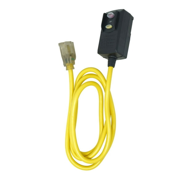 Yellow Jacket 2 ft. 12/3 SJTW In-Line GFCI Heavy-Duty Cord with Power Light Plug