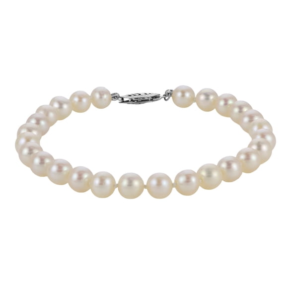 White Cultured Freshwater Pearl Strand Bracelet in 14K Gold