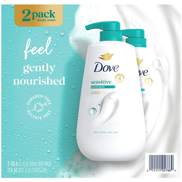 Dove Sensitive Skin Body Wash with Pump, 30.6 fl. oz., 2 ct.