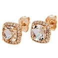 thumbnail image 2 of Cushion Cut Gemstone and 0.15 CT. T.W. Halo Diamond Stud Earrings in 14K Gold, 2 of 5