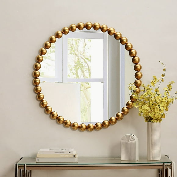 Azalea Park Metal Beaded 36" Round Wall Mirror