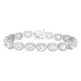 thumbnail image 1 of Oval Cut Gemstone Halo Tennis Bracelet in Sterling Silver, 1 of 5