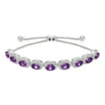 thumbnail image 1 of Oval Cut Gemstone Halo Bolo Bracelet in Sterling Silver, 1 of 5