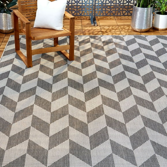 Nicole Miller New York Patio Country Calla Contemporary Herringbone Indoor/Outdoor Area Rug