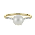 thumbnail image 4 of Cultured Freshwater Pearl and 0.08 CT.T.W. Diamond Ring in 14K Gold, 4 of 6