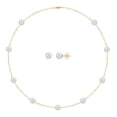 thumbnail image 1 of 18" 6-6.5mm White Cultured Freshwater Pearl Station Necklace and Stud Earring Set in 14K Gold, 1 of 5