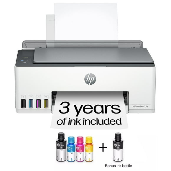 HP Smart Tank 5104 Wireless All-in-One Inkjet Printer w/Bonus Black Ink Bottle