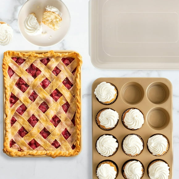 Nordic Ware 3-Piece Nonstick Baking Set, Quarter Sheet & Muffin Pan with Cover