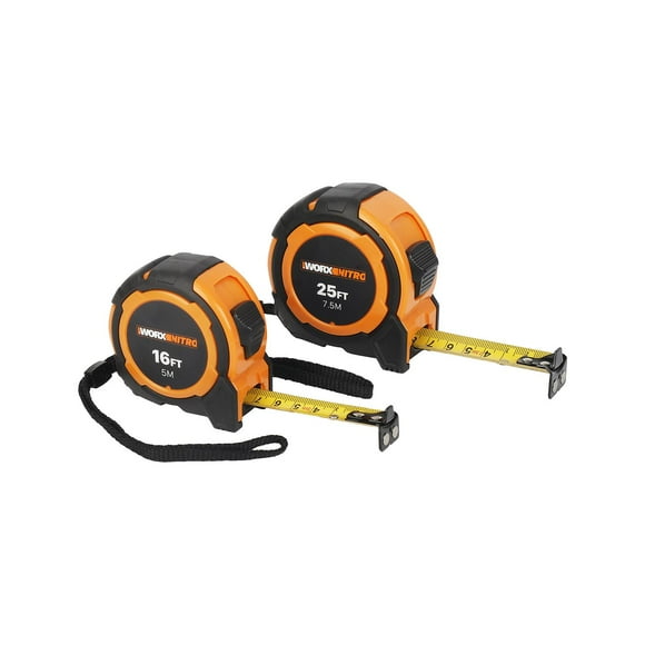 WORX 2Pk Double-sided Tape Measure with Magnetic Hook (16/25FT)