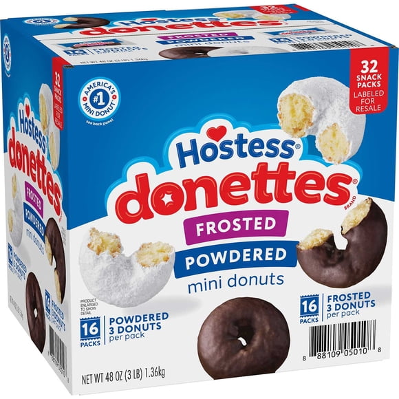 Hostess Donettes Variety Pack Donuts, Snack Size, 1.5 oz., 32 pk.