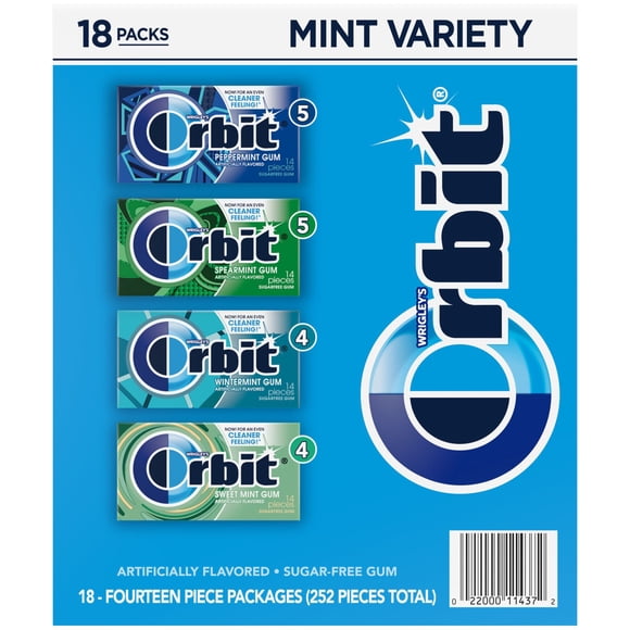 Orbit Mint Sugar Free Chewing Gum, Variety Pack, 14 pcs., 18 pk.