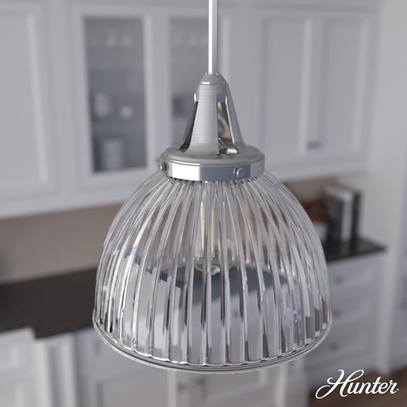 Hunter Cypress Grove with Clear Holophane Glass 1 Light Pendant Ceiling Light Fixture
