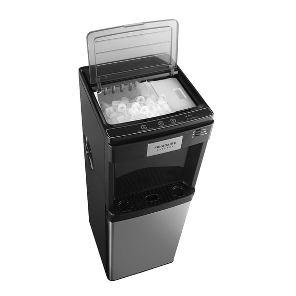 Frigidaire Gallery 2-in-1 Hot/Cold Water Cooler, Bottom Load, Built-In Bullet Ice Maker, Black