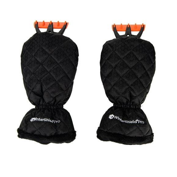 WinterShield Pro® Fleece-Lined Ice Scraper Mitt 2-pack, Black