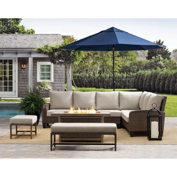 Member's Mark Lewiston Woven Fire Sectional Set with Sunbrella Fabric, 7pc