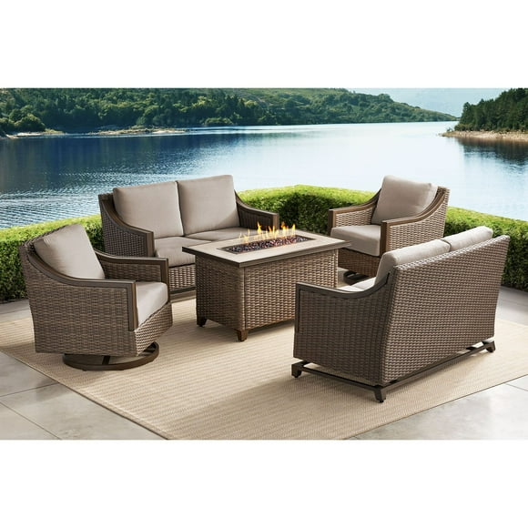 Member’s Mark St. Croix Deep Seating Fire Set with Sunbrella Fabric, 5pc