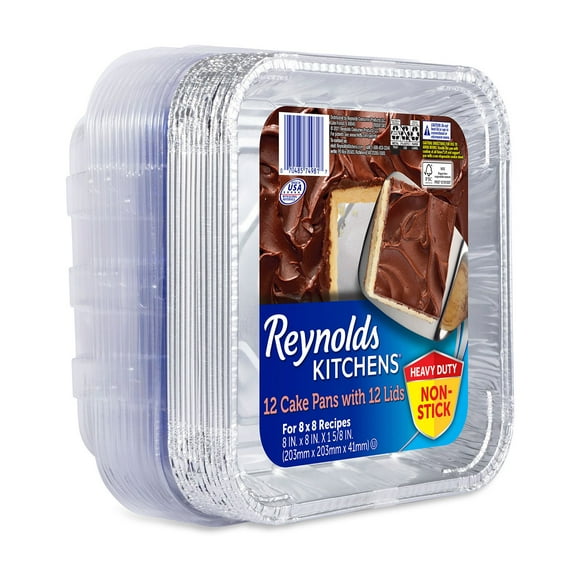 Reynolds Kitchens 8" x 8" Aluminum Cake Pans with Lids, 12 ct.