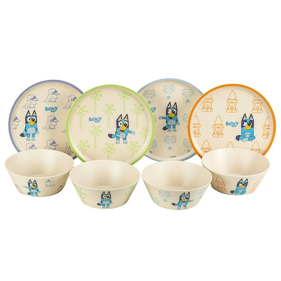 Zak Designs 8-Piece Bamboo Melamine Kids Dinnerware Set