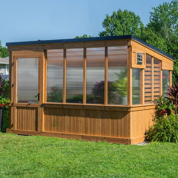 Backyard Discovery 12' x 7' Slant Roof Cedar Greenhouse - DIY