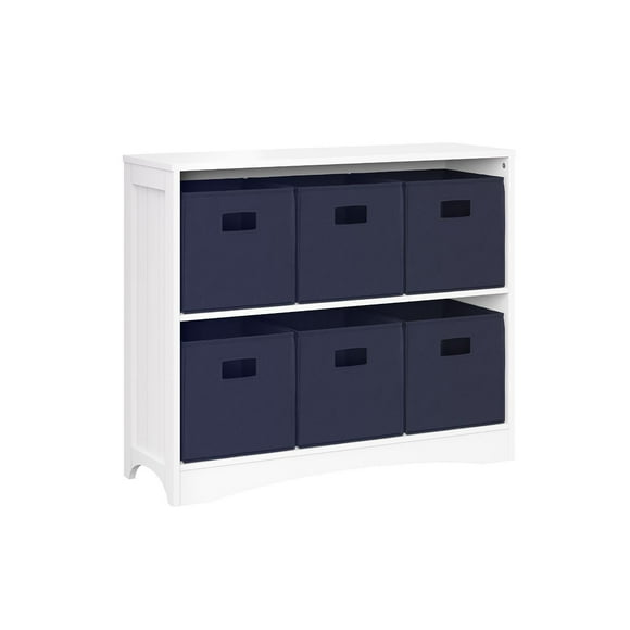 RiverRidge Horizontal Bookcase with 6 Bins, Assorted Shelf and Bin Colors