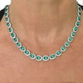 thumbnail image 4 of Oval Cut Lab Created Gemstone Halo Tennis Necklace in Sterling Silver, 4 of 4